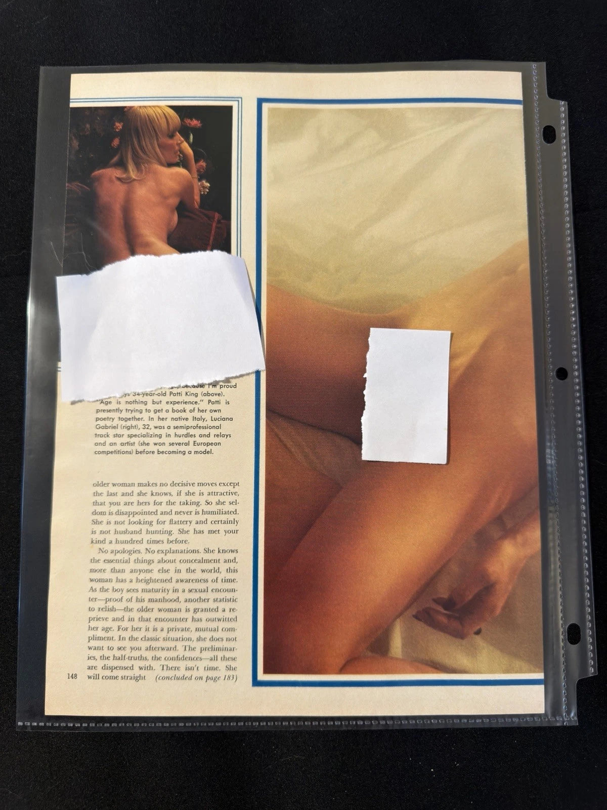 Vintage 1970s Playboy Magazine Original Double-Sided Page Glamour Art