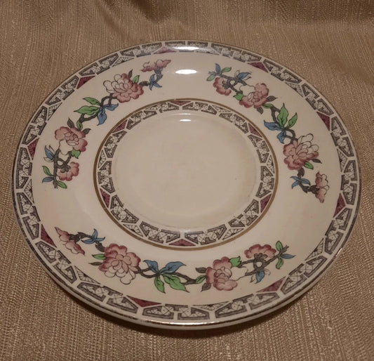 Meakin Indian Tree Flat Cream Soup Bowl & Saucer Set circa 1912