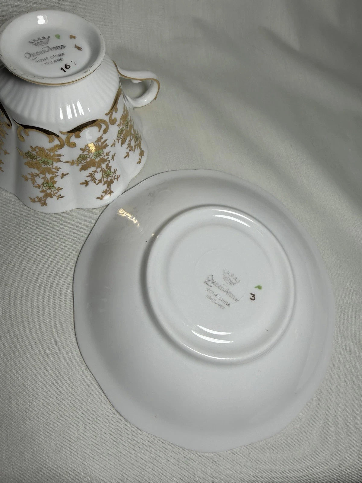 Queen Anne teacup and saucer - Some Crazing - Pings