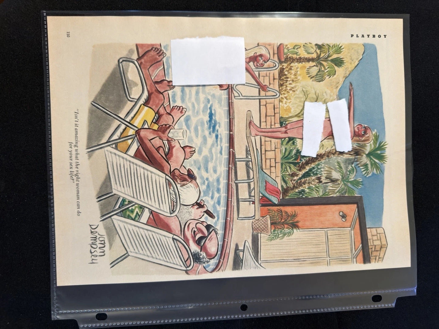 Vintage 1970s Playboy Original Double-Sided Page John Dempsey Cartoon