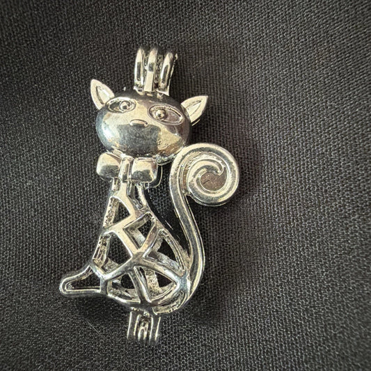 Cat Necklace Charm – Kitty Cage Pendant