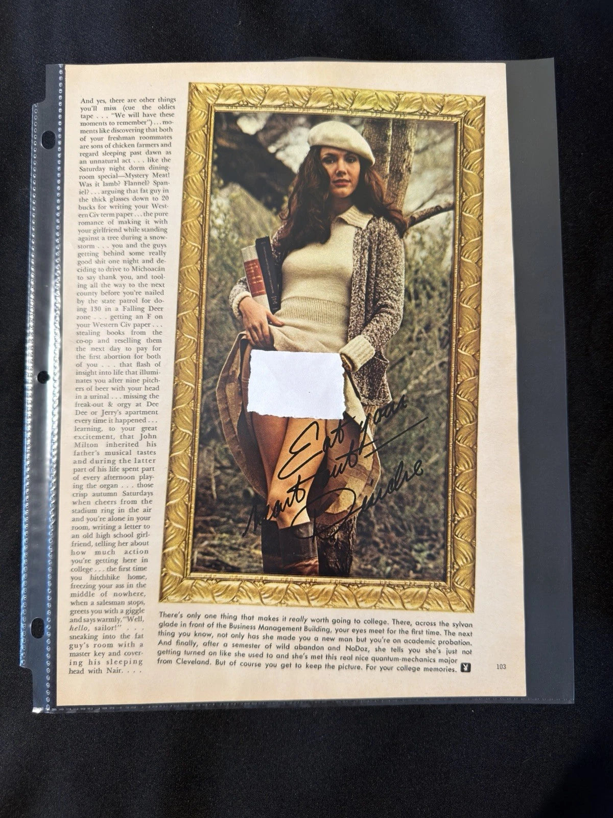 Vintage 1970s Playboy Magazine Page College Satire Campus Culture
