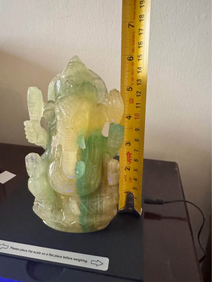 Natural Fluorite Ganesha Idol – Hand-Carved