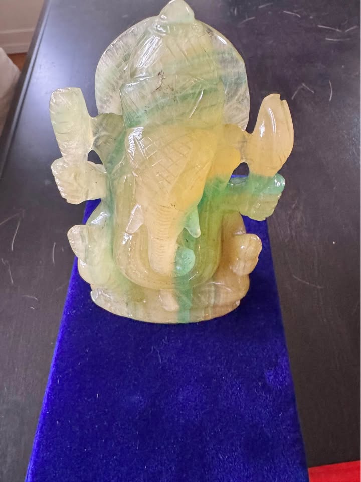 Natural Fluorite Ganesha Idol – Hand-Carved
