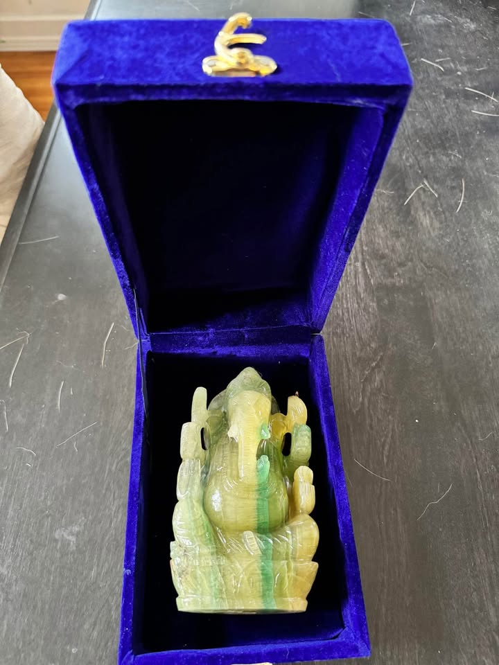 Natural Fluorite Ganesha Idol – Hand-Carved
