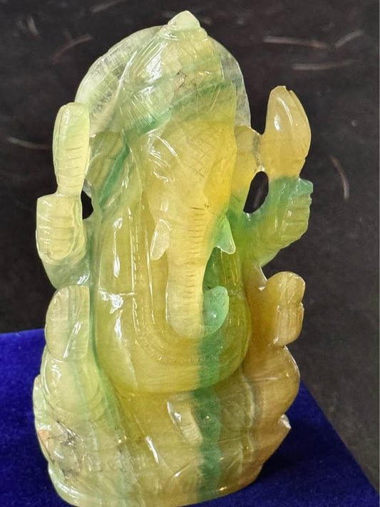 Natural Fluorite Ganesha Idol – Hand-Carved