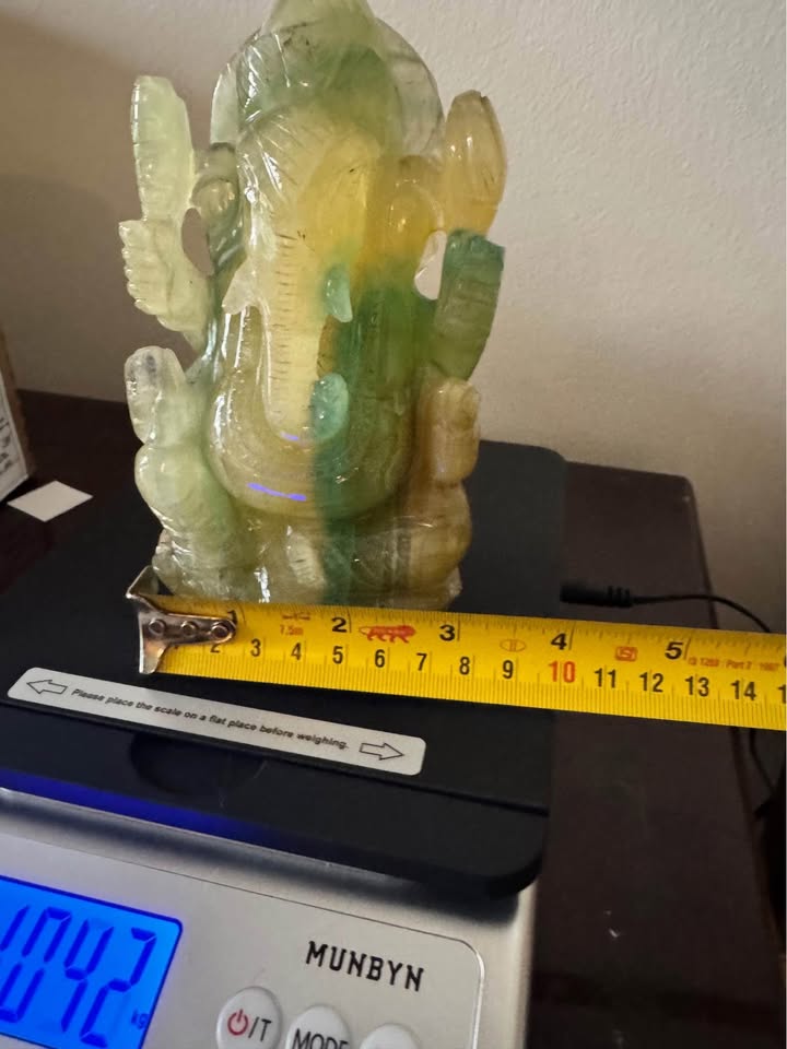 Natural Fluorite Ganesha Idol – Hand-Carved