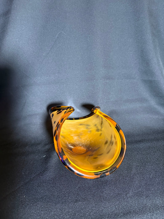 Murano Glass Scavo Bowl – Handcrafted Amber & Tortoiseshell Art Glass