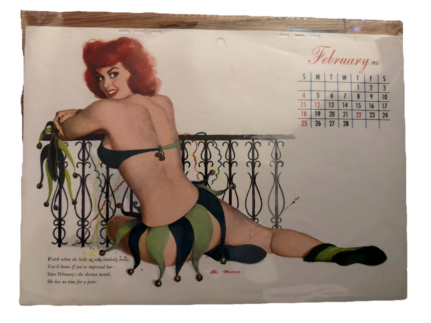 Al Moore Pin up - Period Original calendar Piece