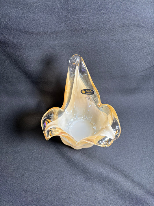 Handmade Murano Glass Bowl – White Cristal Venezia Italy