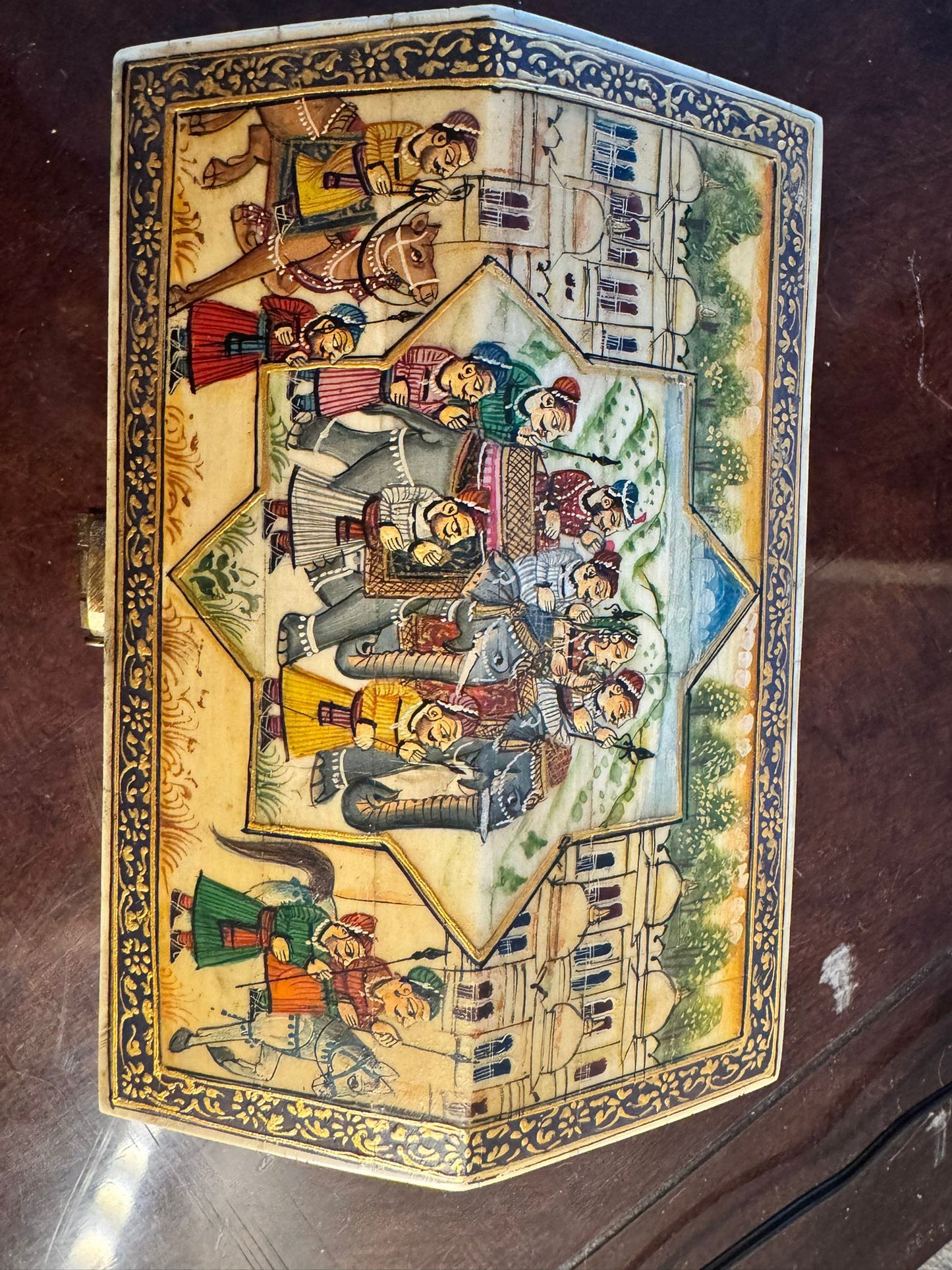 Hand-Painted Camel Bone Keepsake Box – Madhubani Folk Art