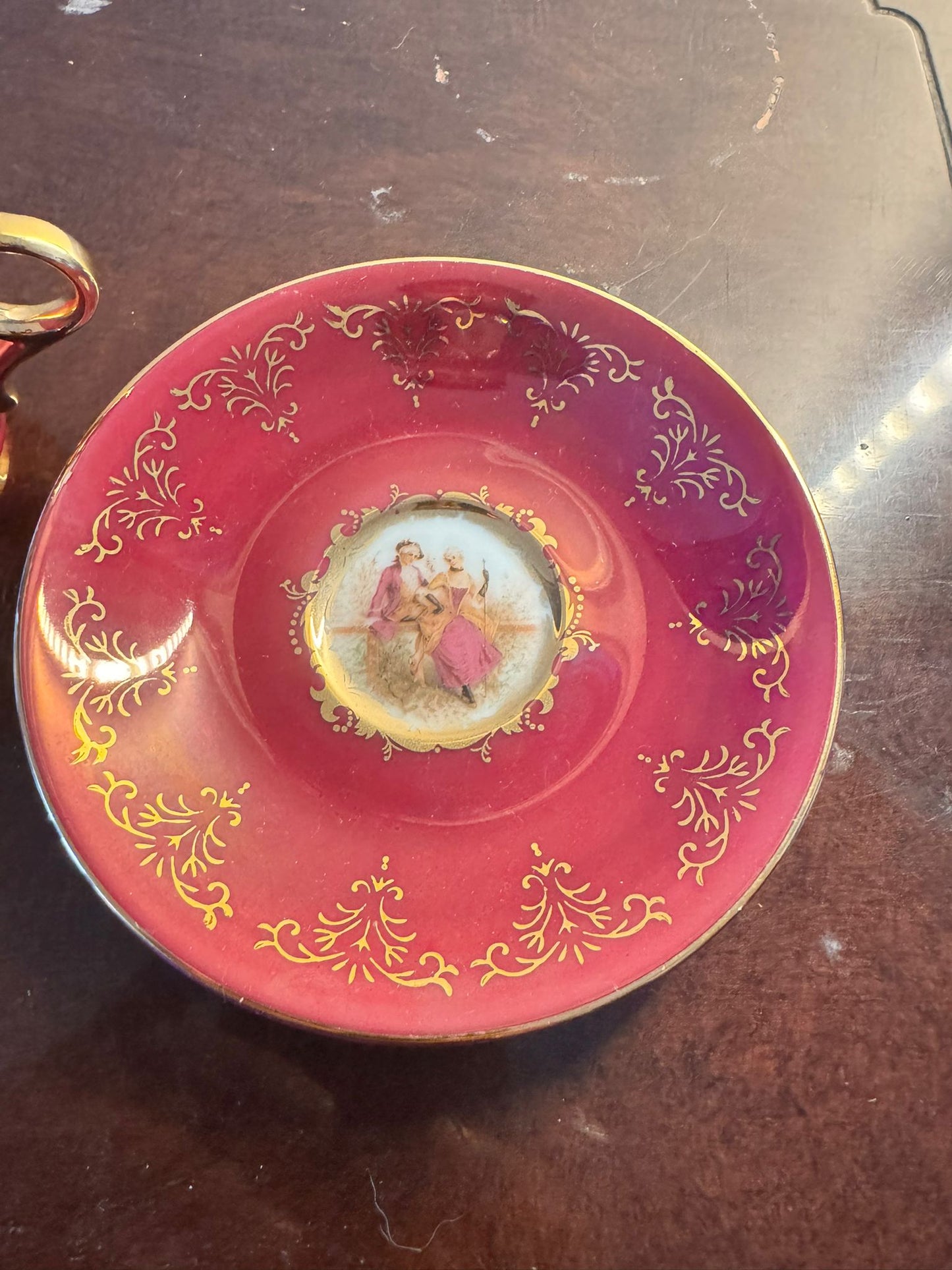 Vintage European Porcelain Tea Set with Gold Trim