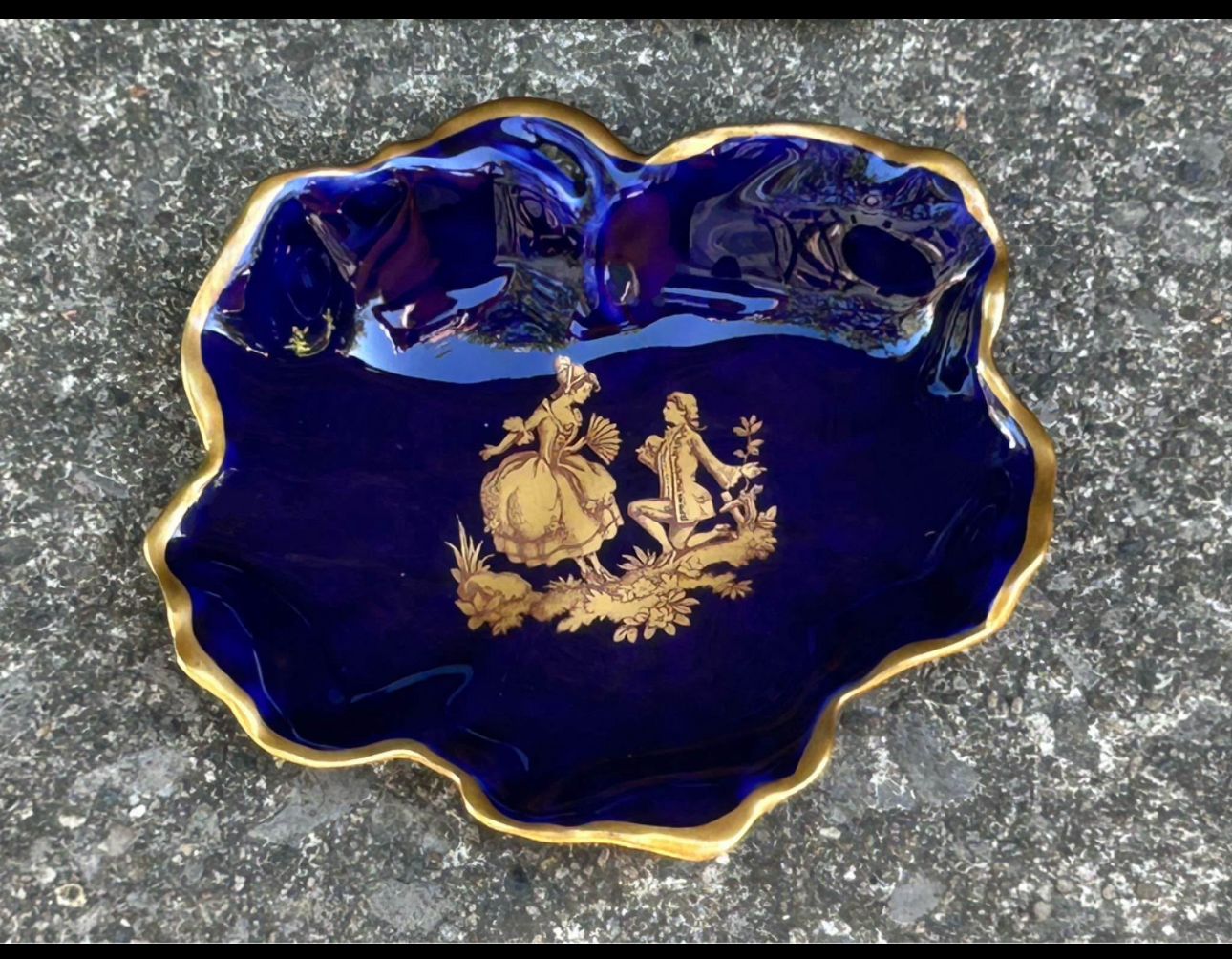 Cobalt Blue Porcelain Ashtray & Trinket Dish Set