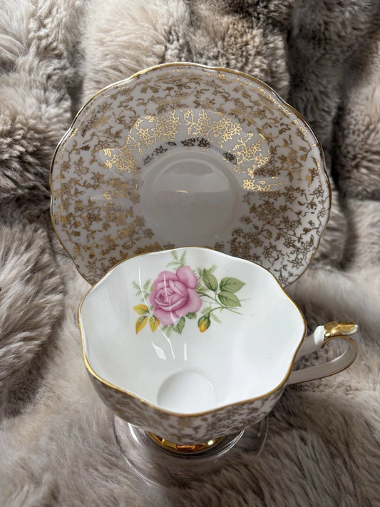 Vintage English Fine Bone China Cup & Saucer – Gold Chintz - Pings
