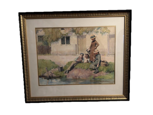 Vintage Alfred Hartley Watercolour Painting – Signed – Framed