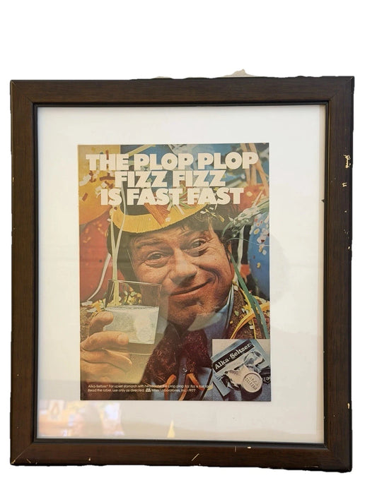 Playboy May 1977 Framed Alka-Seltzer Ad – “Plop Plop Fizz Fizz”