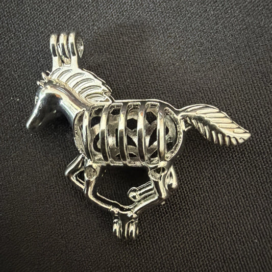 Silver-Tone Horse Cage Style Charm Pendant