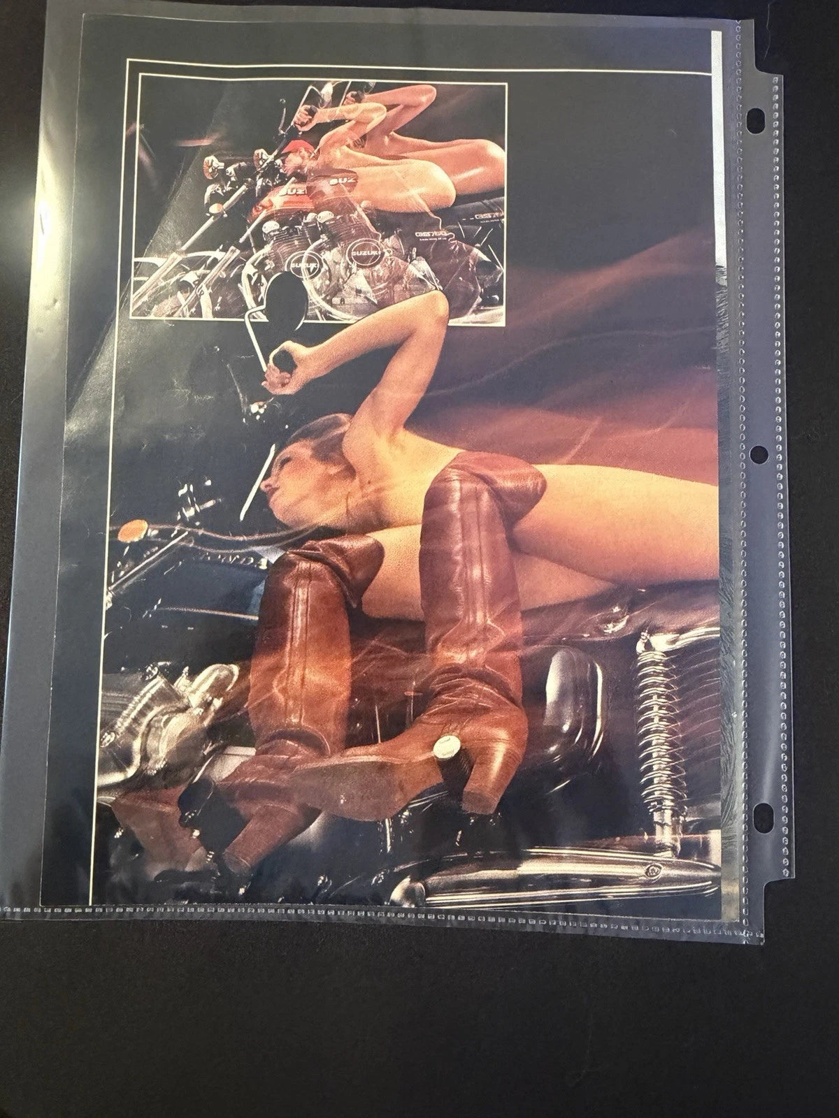 Vintage 1970s Playboy 2-Page Motorcycle Glamour Suzuki Honda Gold Wing