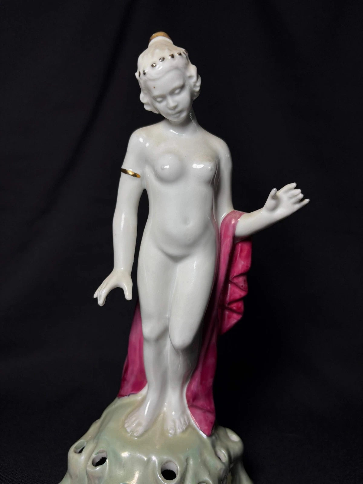 Vintage Porcelain Figurine - Nude Lady with Rose Drape