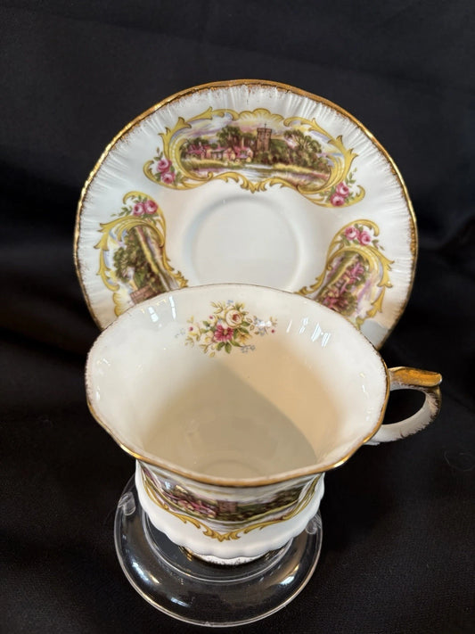 Vintage Paragon Chippendale Teacup & Saucer England Gold Gilt Bone China