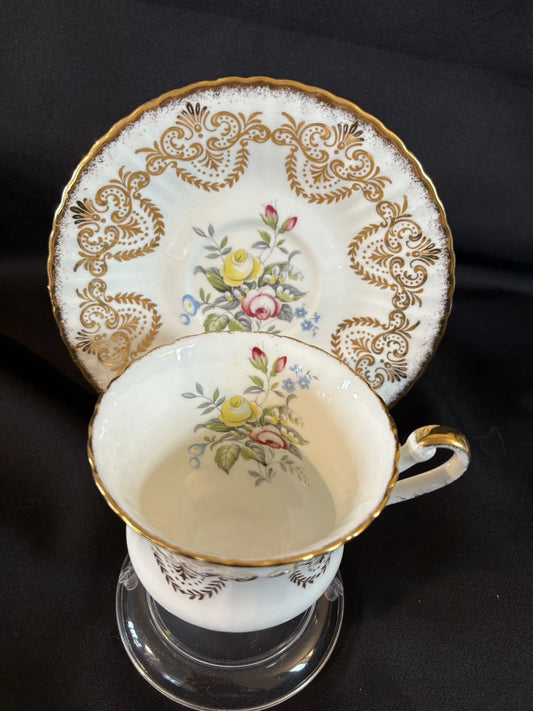 Vintage Paragon Teacup & Saucer Fine Bone China Gold Gilt Floral England