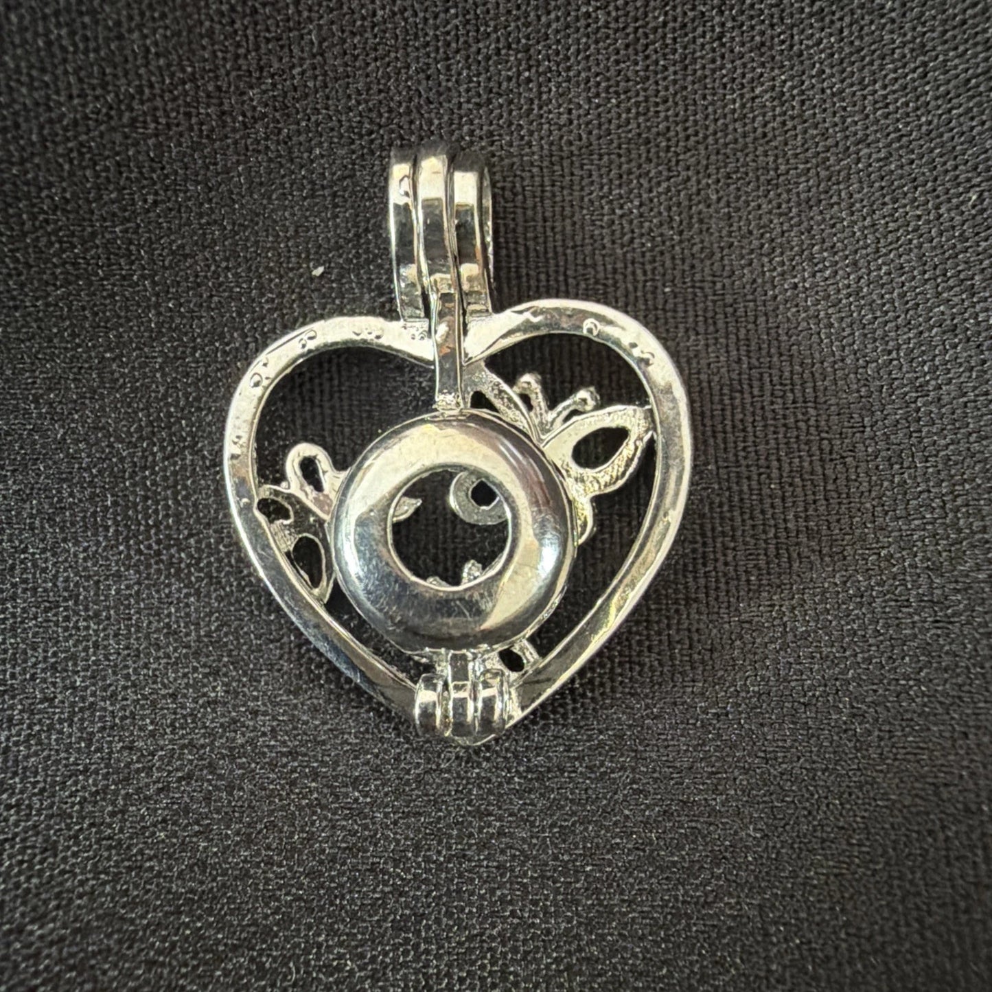 Butterflies in Heart Necklace Charm – Open Cage Pendant