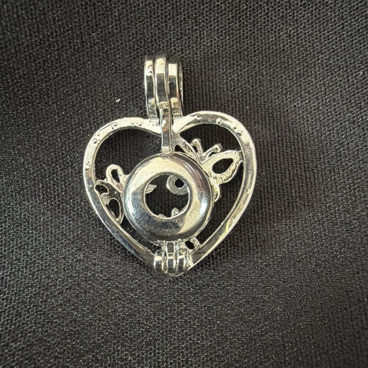 Butterflies in Heart Necklace Charm – Open Cage Pendant