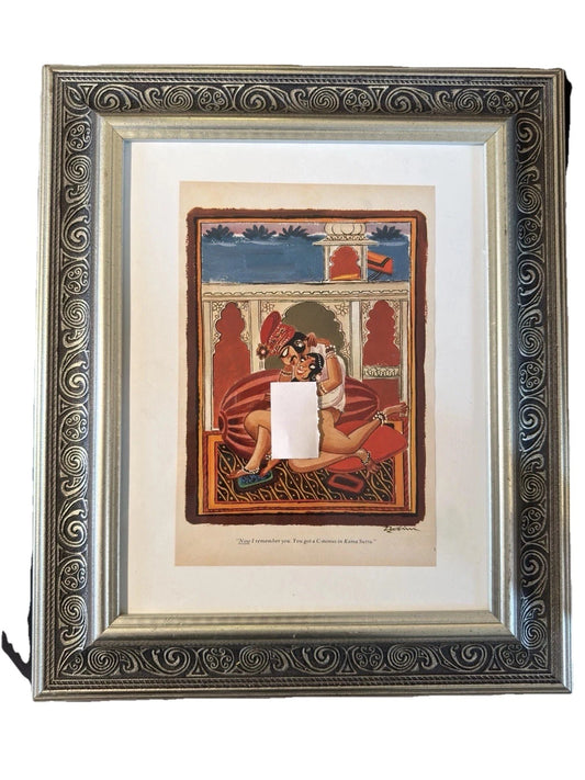 Vintage 1970s Playboy Framed Erotic Cartoon Wall Art Retro Humor
