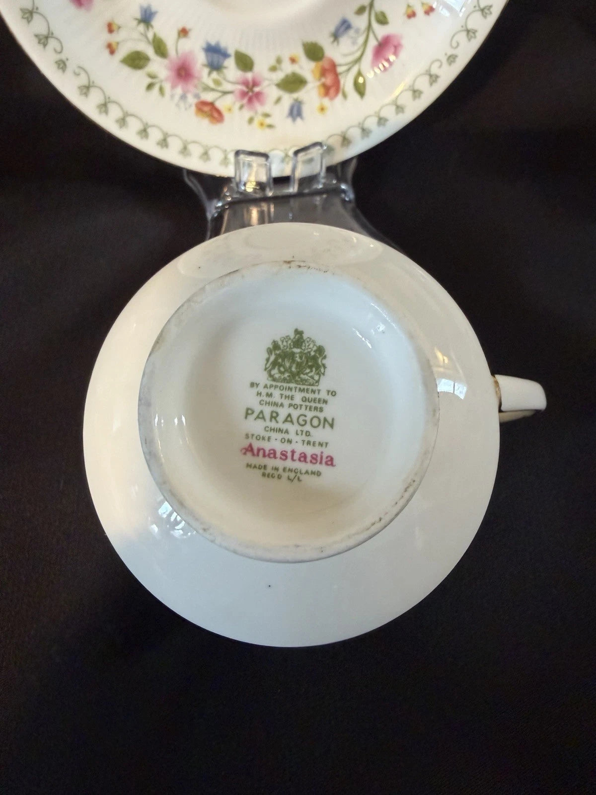 Paragon Anastasia Bone China Teacup & Saucer Set England Floral Gold