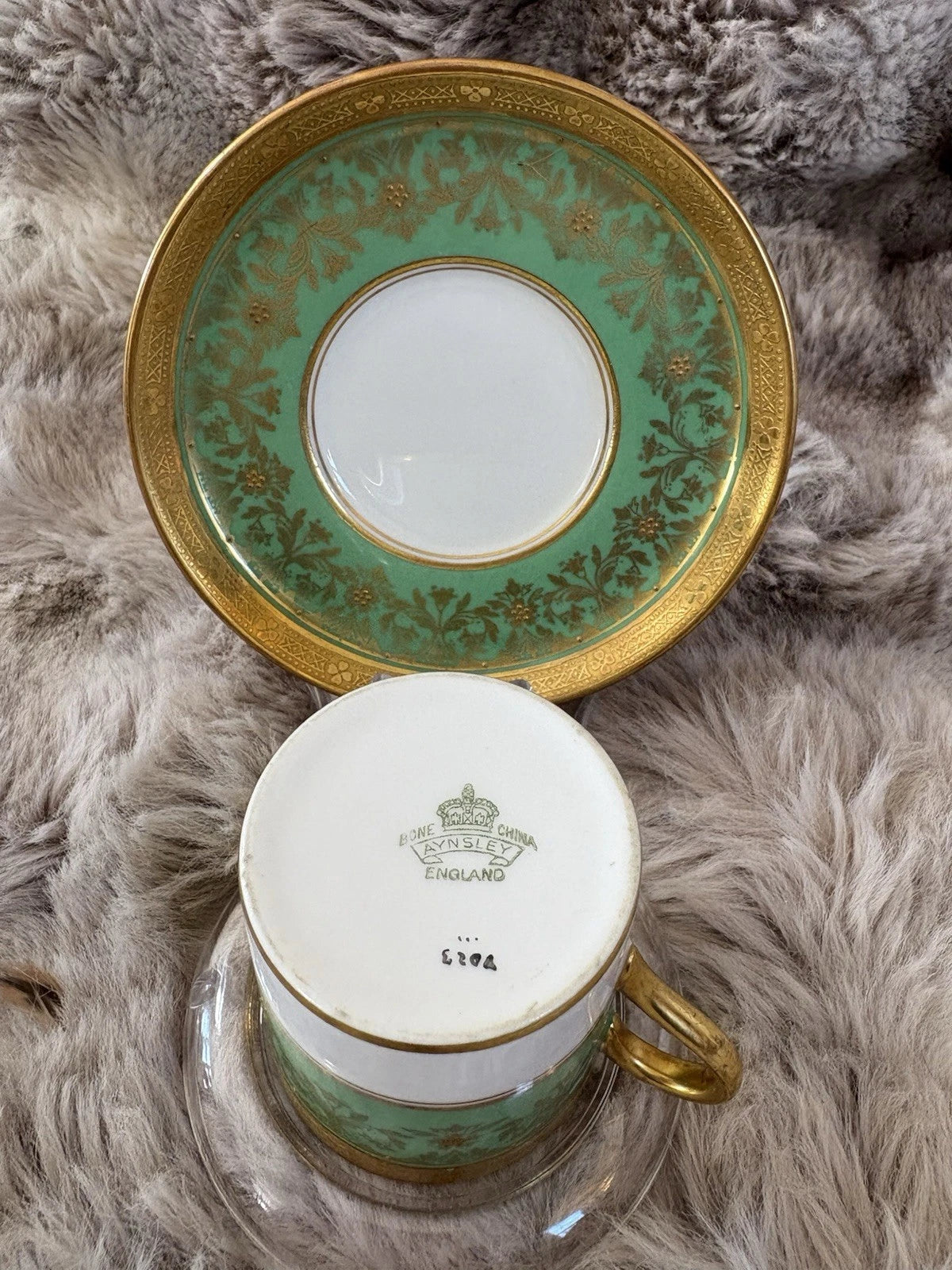Royal Albert Demitasse Cup & Saucer Green Gold Bone China England