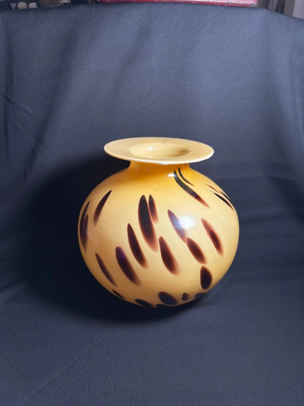 Italian Murano-Style Art Glass Vase – Amber & Tortoiseshell Hand-Blown Design (M