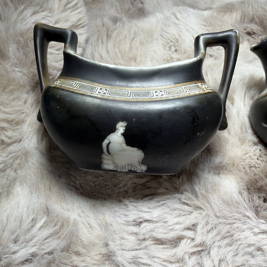 Vintage Royal Bayreuth Bavaria Sugar & Creamer Set – Matte Black