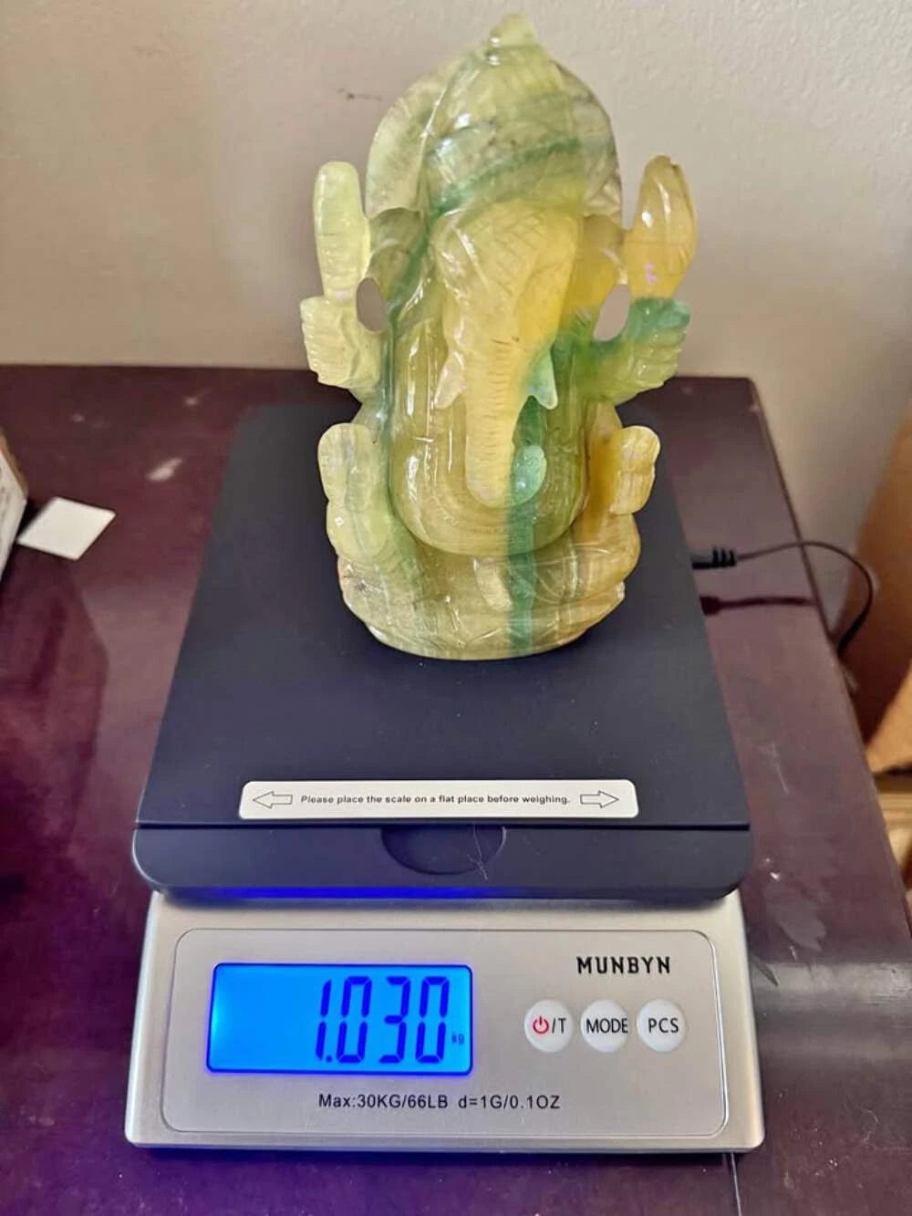 Natural Fluorite Ganesha Idol – Hand-Carved
