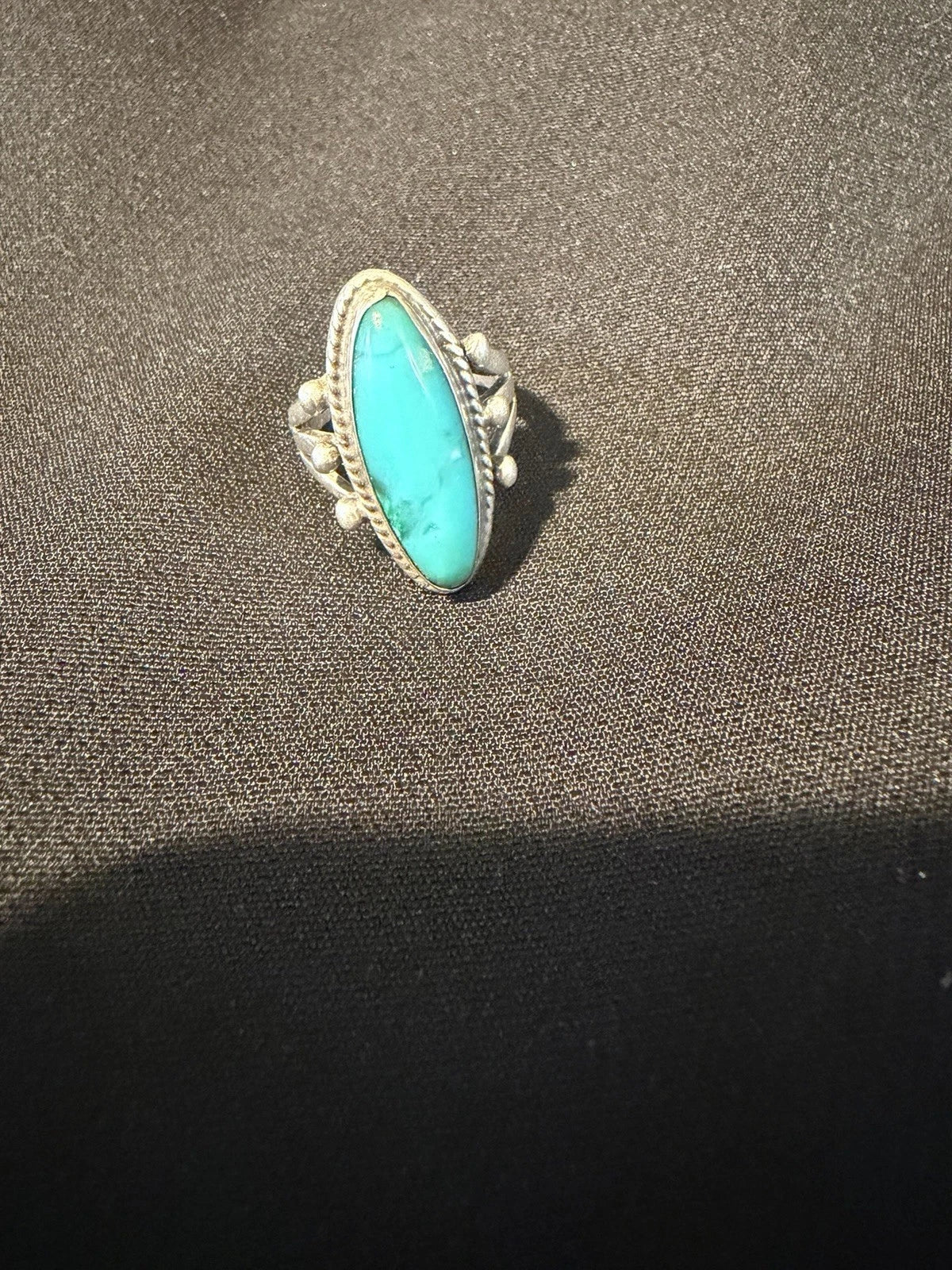 Vintage Turquoise Ring Size 6.5–6.75 Large Statement Silver Tone Artisan Style
