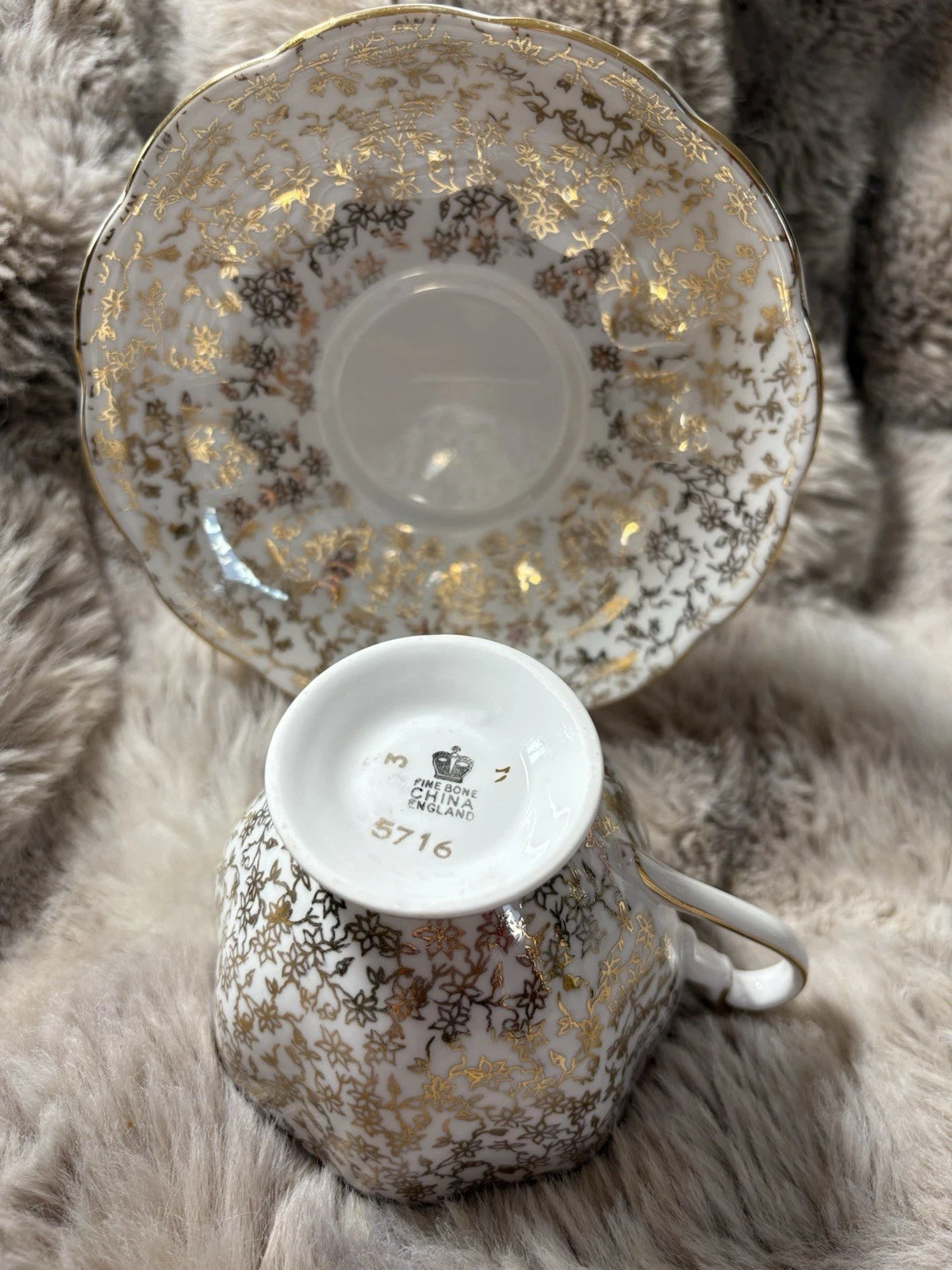 Vintage English Fine Bone China Cup & Saucer – Gold Chintz - Pings