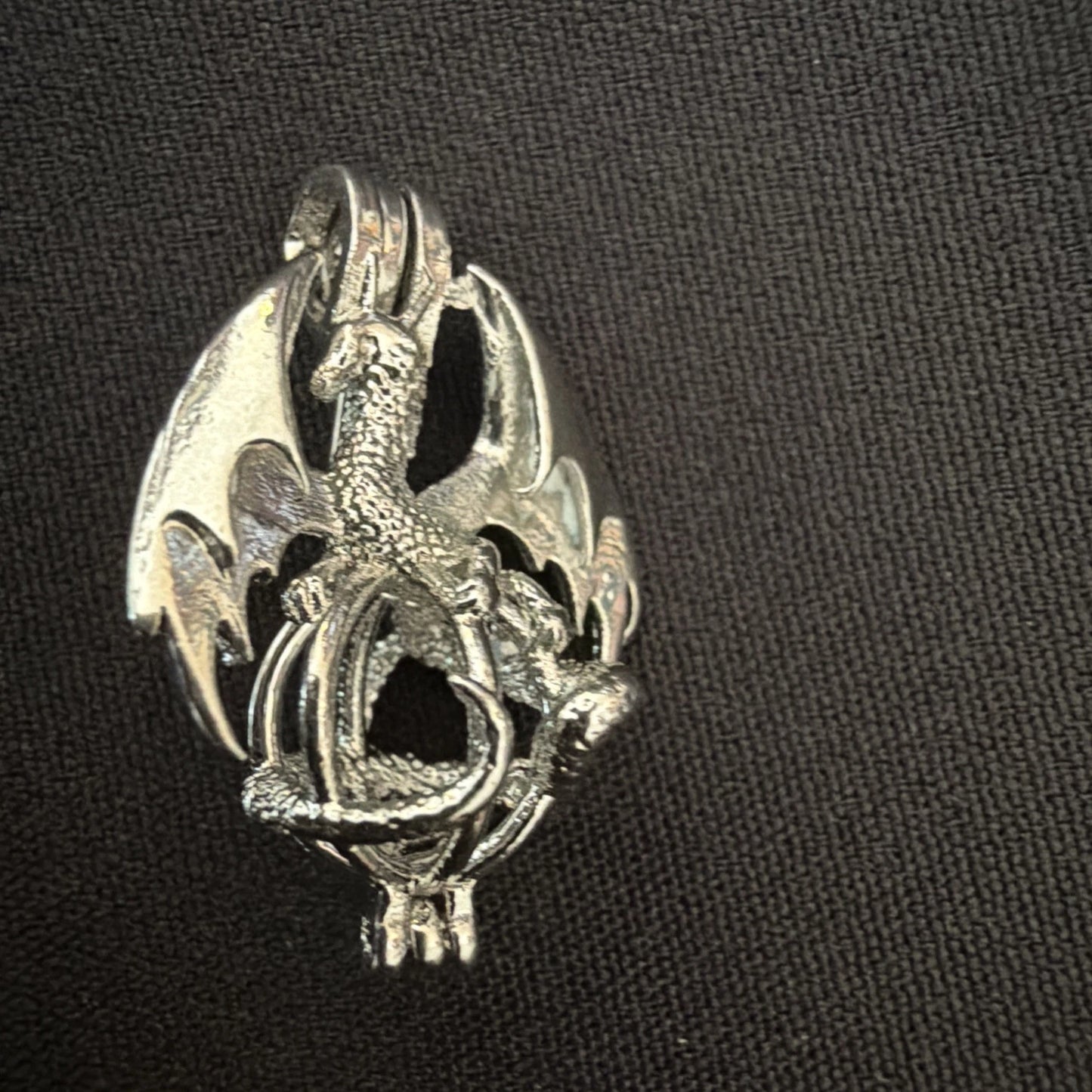 Silver-Tone Dragon Charm Pendant | Gothic Fantasy Mythical Creature Jewelry