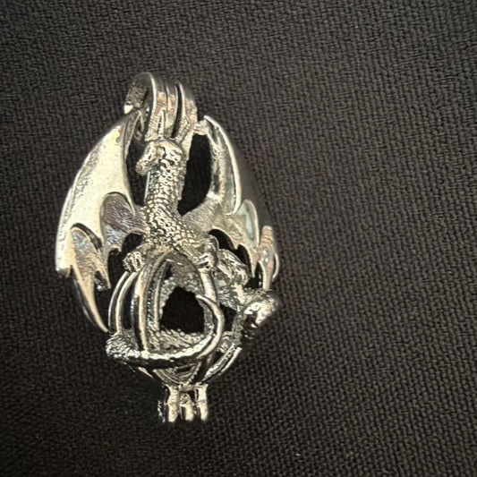 Silver-Tone Dragon Charm Pendant | Gothic Fantasy Mythical Creature Jewelry