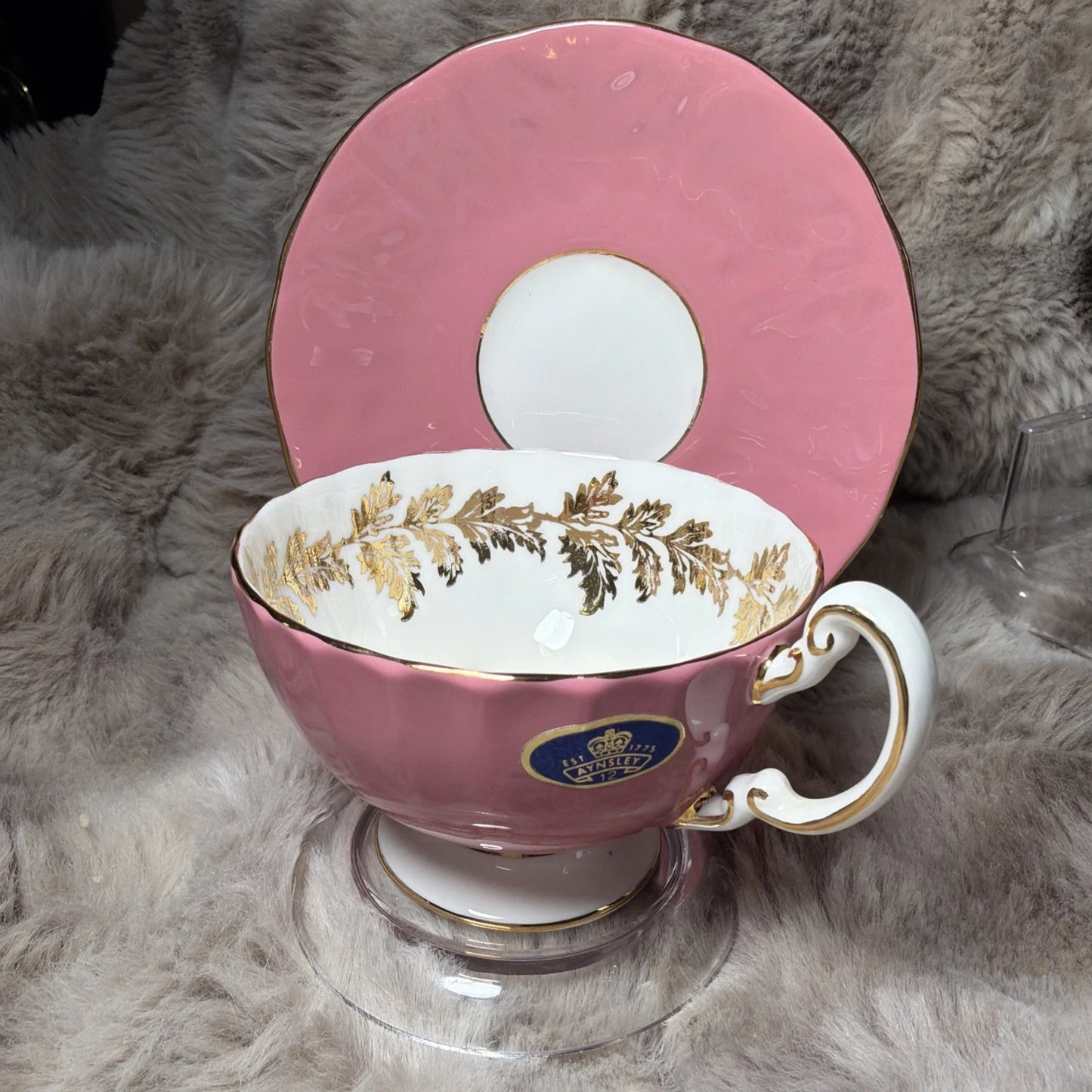 Aynsley Teacup And Saucer Set With Sticker