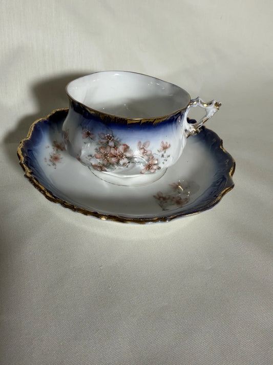 Antique French Limoges Porcelain Cup & Saucer c.1900 - Pings
