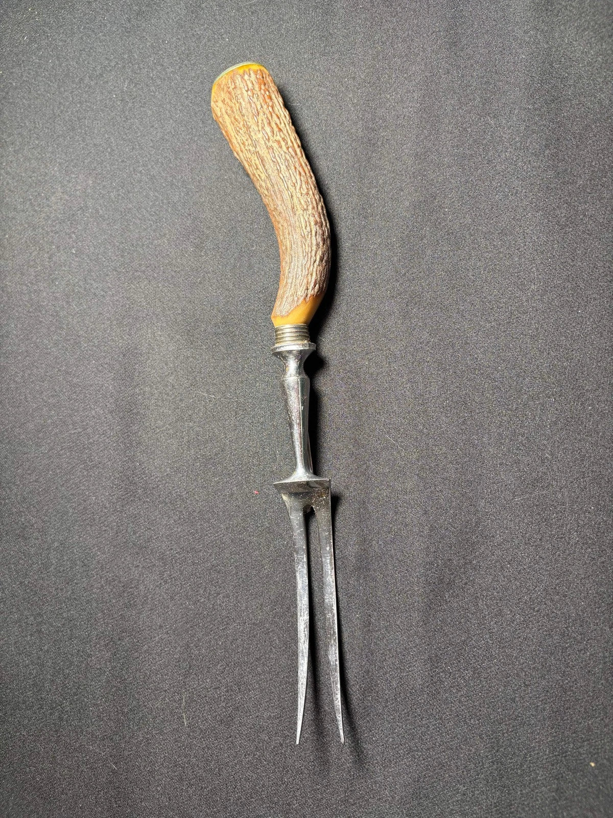 Vintage Sheffield England Carving Set with Stag Antler Handles – Original Case