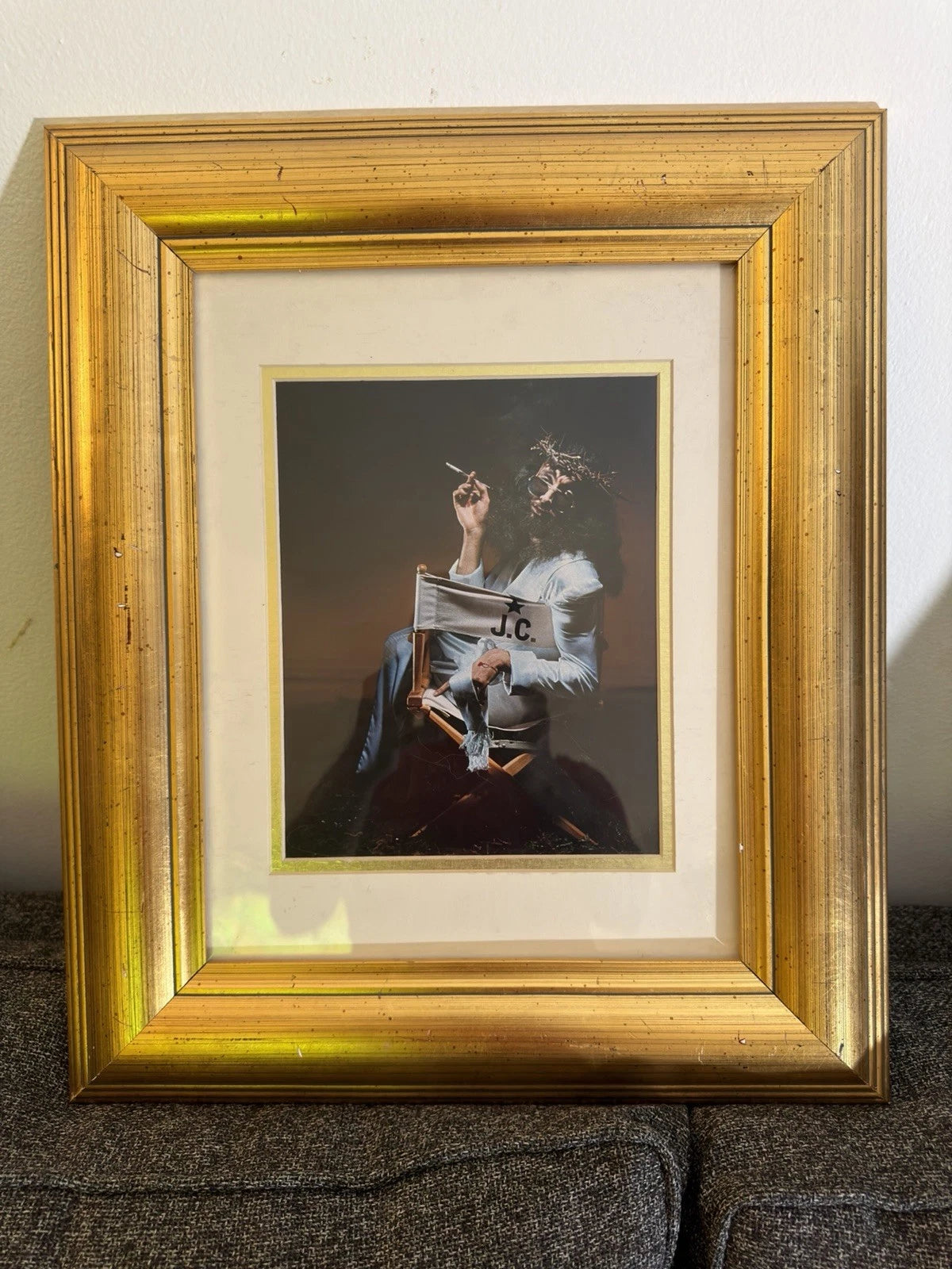 Playboy Magazine July 1973 – “J.C.” Jesus Christ Print in Ornate Gold Frame