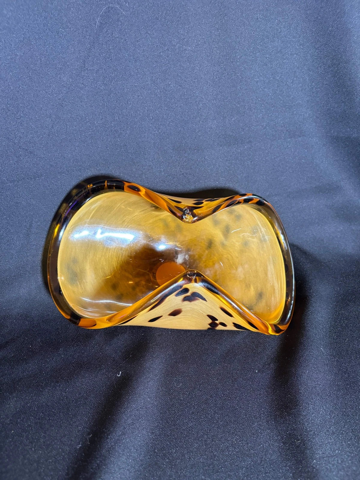 Murano Glass Scavo Bowl – Handcrafted Amber & Tortoiseshell Art Glass