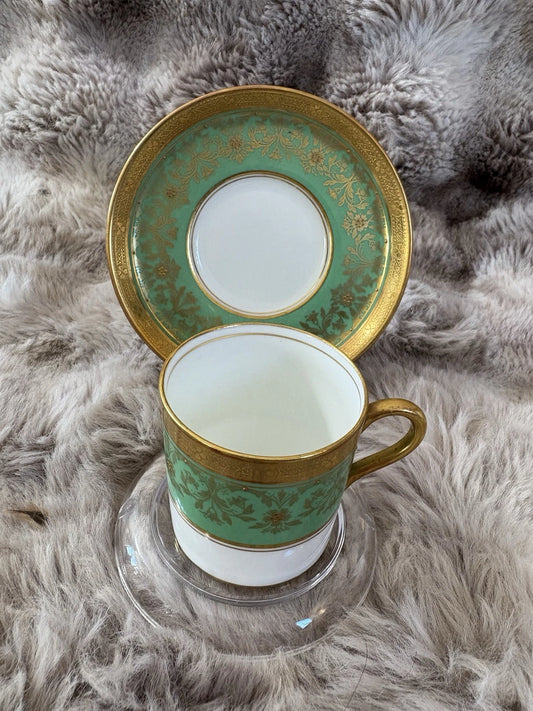 Royal Albert Demitasse Cup & Saucer Green Gold Bone China England