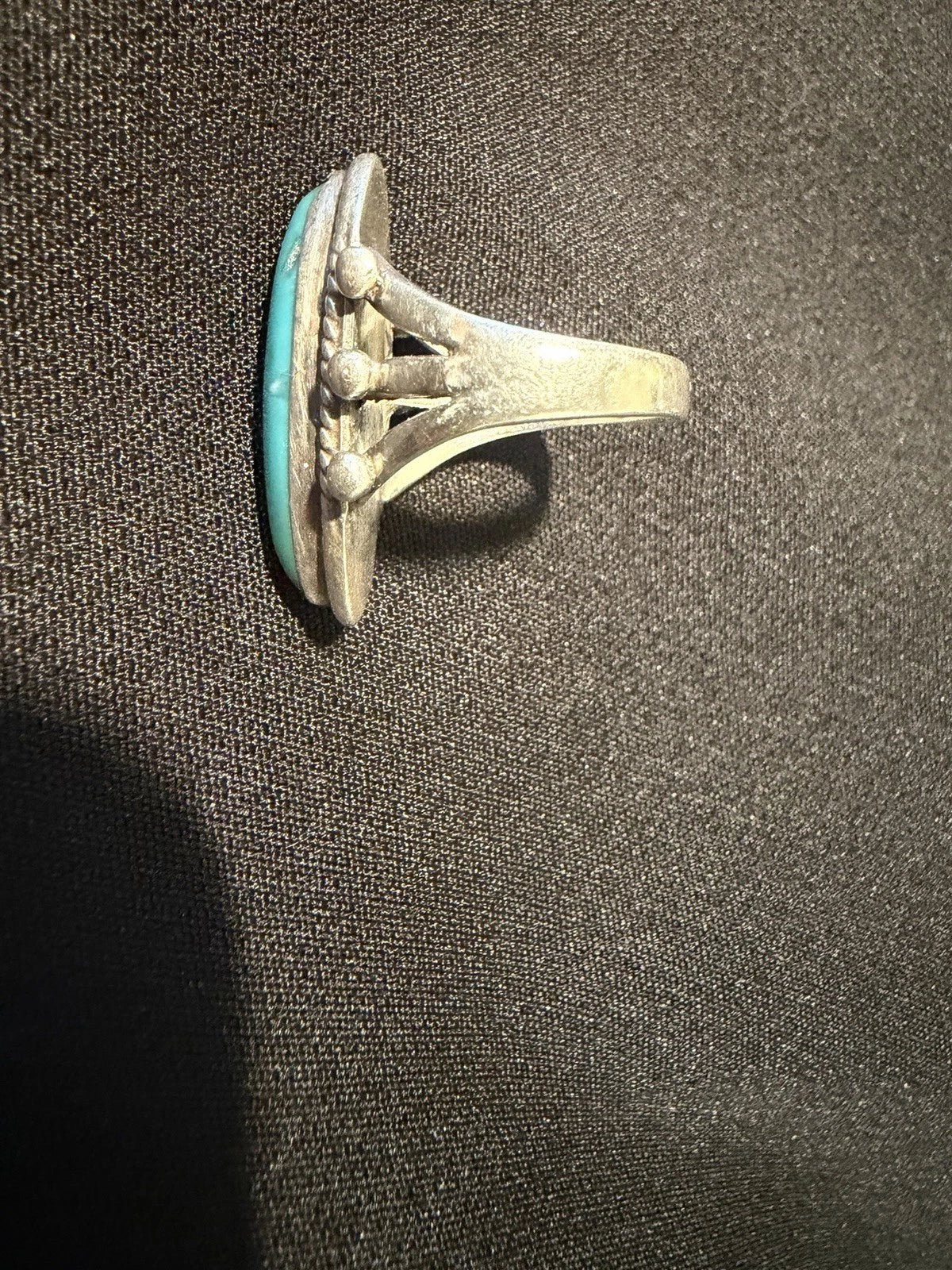 Vintage Turquoise Ring Size 6.5–6.75 Large Statement Silver Tone Artisan Style