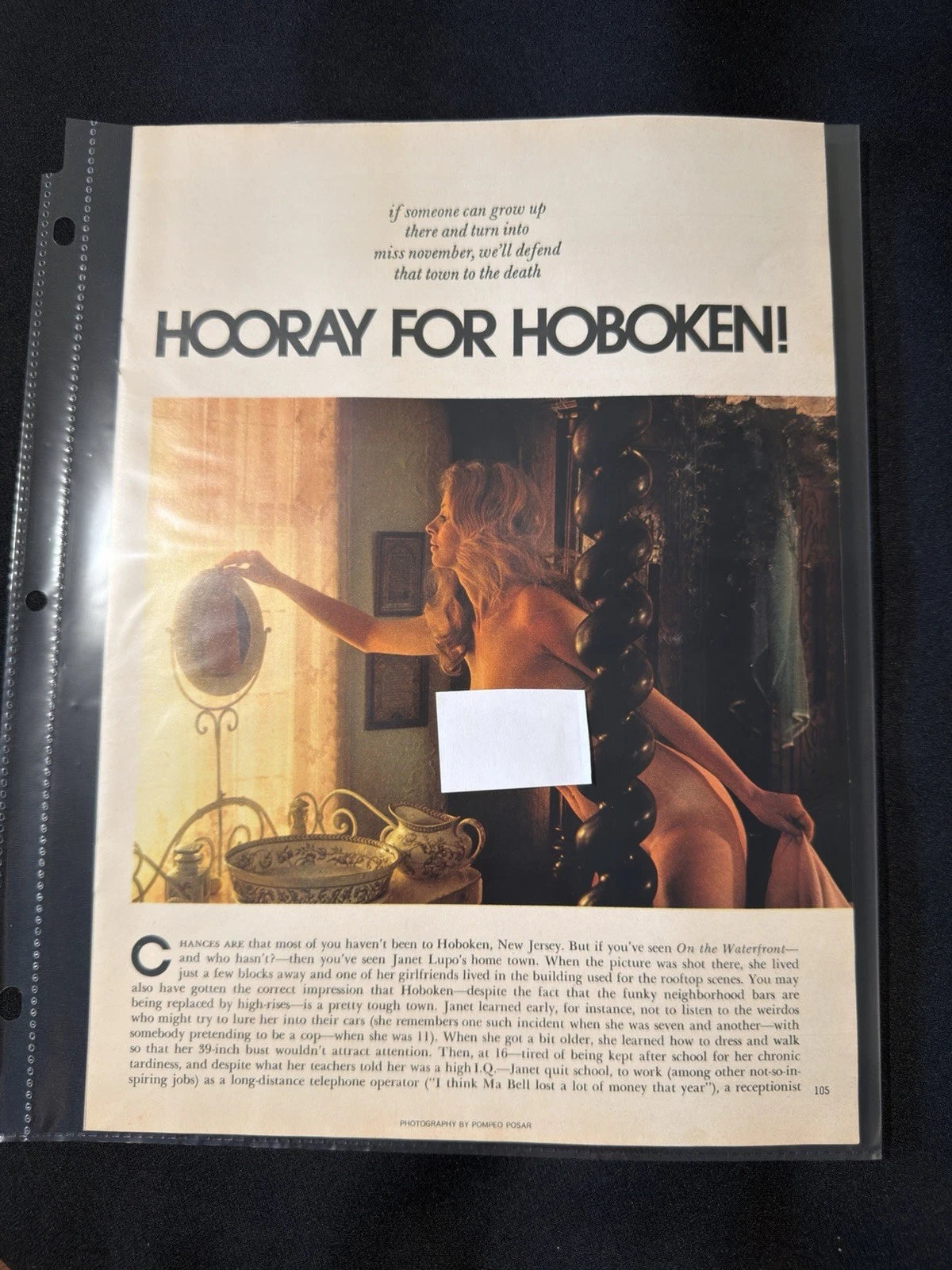 Vintage Playboy Janet Lupo 4-Page Photo Spread 1970s – “Hooray for Hoboken!”