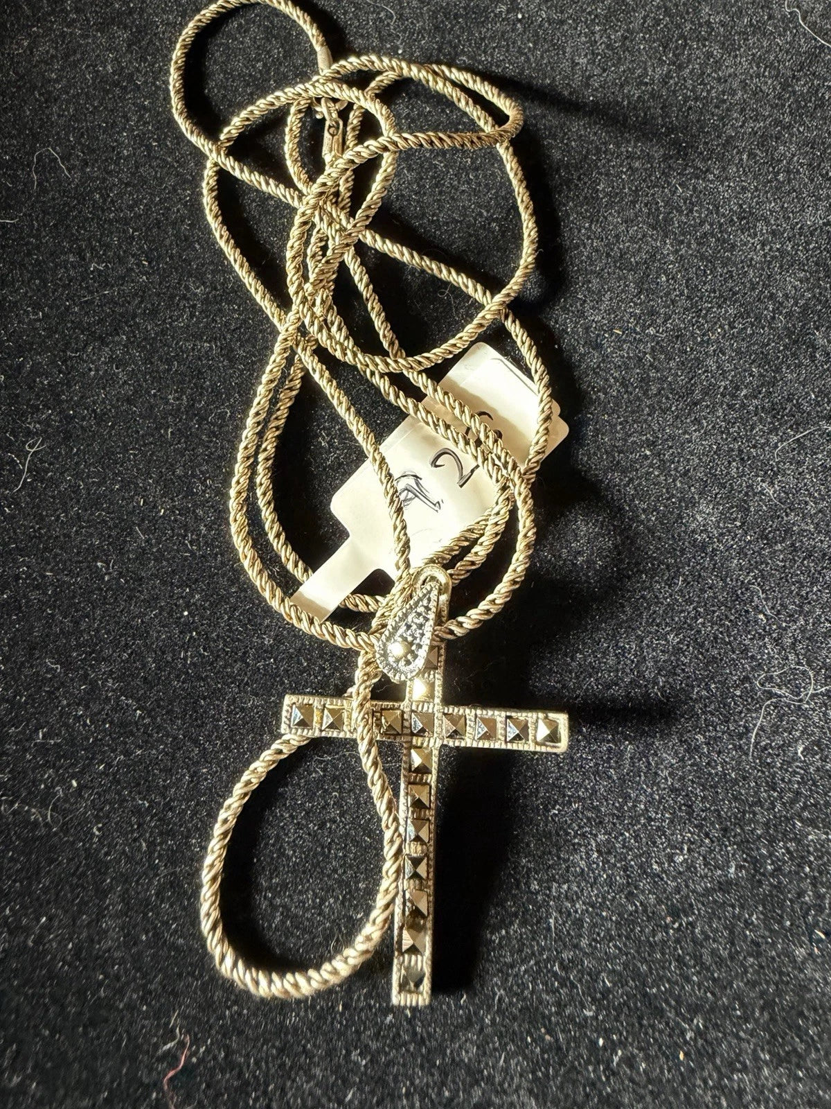 Sterling Silver Cross Necklace with Rope Chain