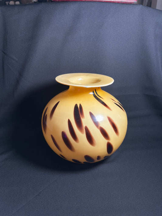 Italian Murano-Style Art Glass Vase – Amber & Tortoiseshell Hand-Blown Design (Made in Italy)