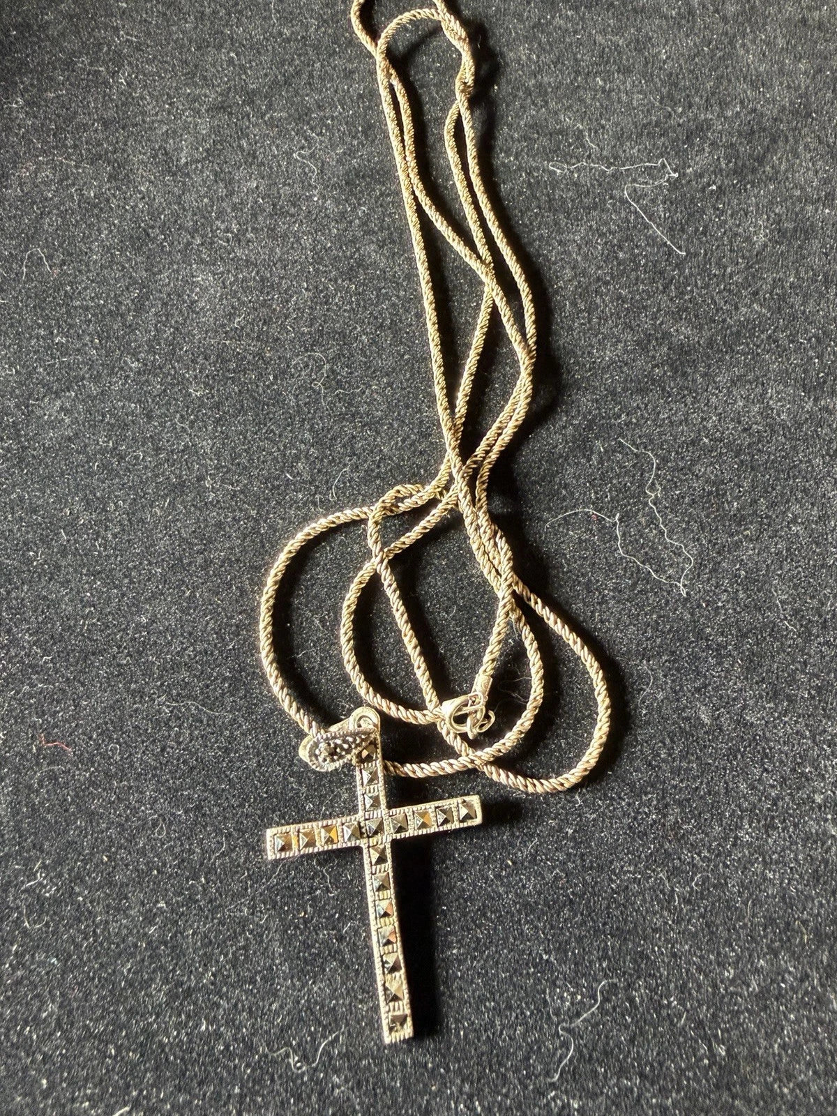 Sterling Silver Cross Necklace with Rope Chain