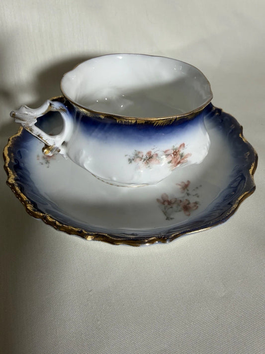 Antique French Limoges Porcelain Cup & Saucer c.1900 - Pings