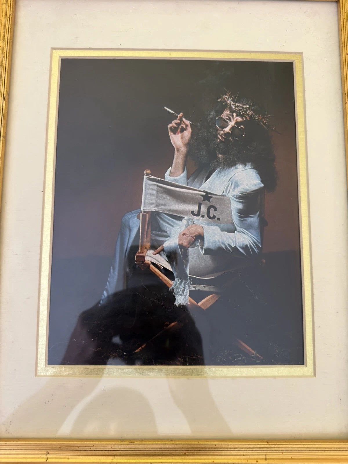 Playboy Magazine July 1973 – “J.C.” Jesus Christ Print in Ornate Gold Frame